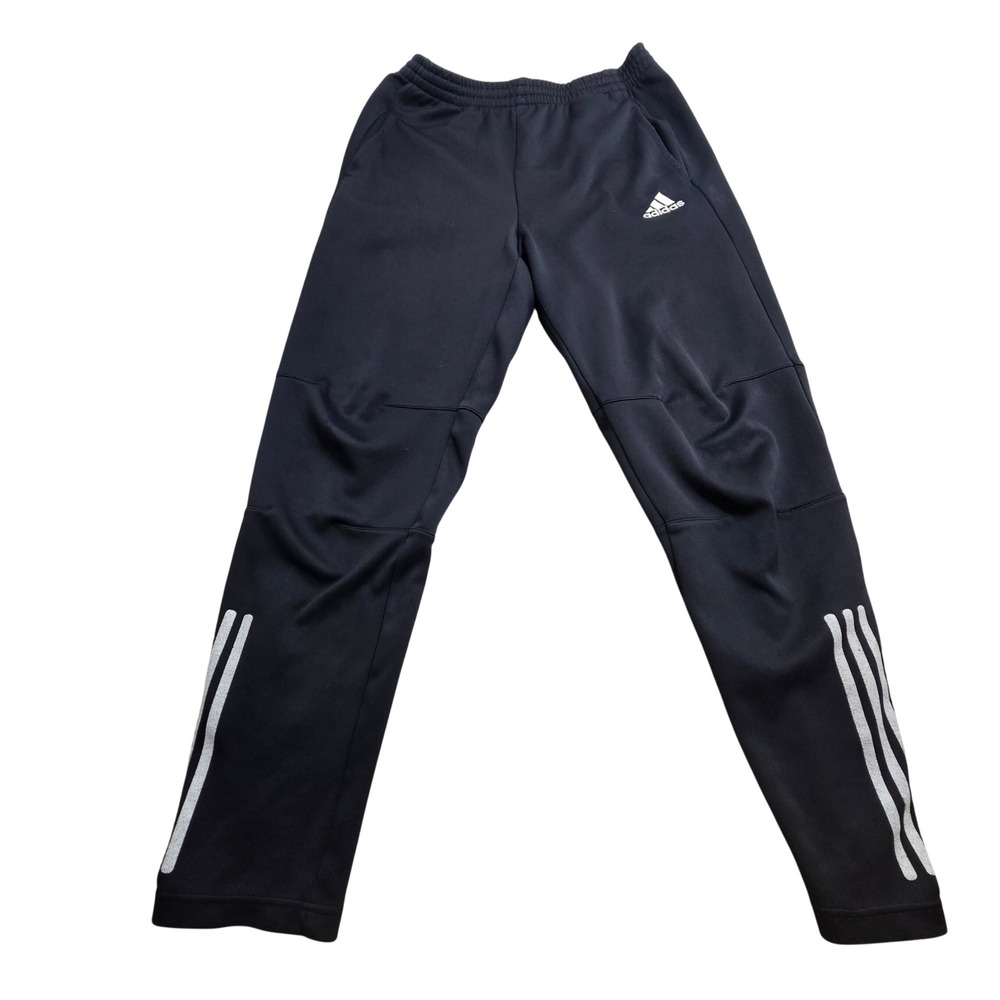 Adidas Track Pants Large Black Ankle Zip Three Stripe 29754 AAL001